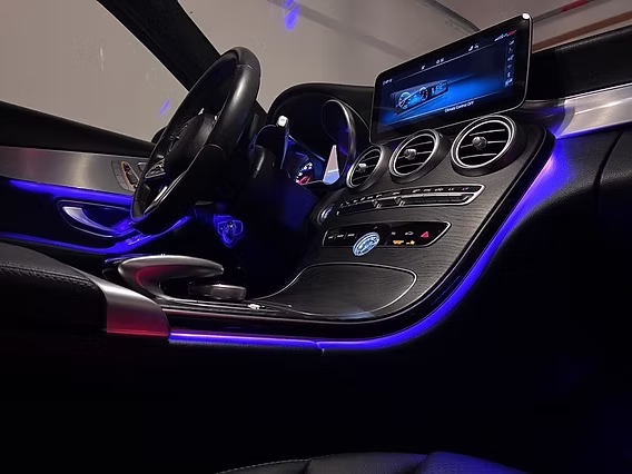 A Mercedes cabin after a full interior detail.